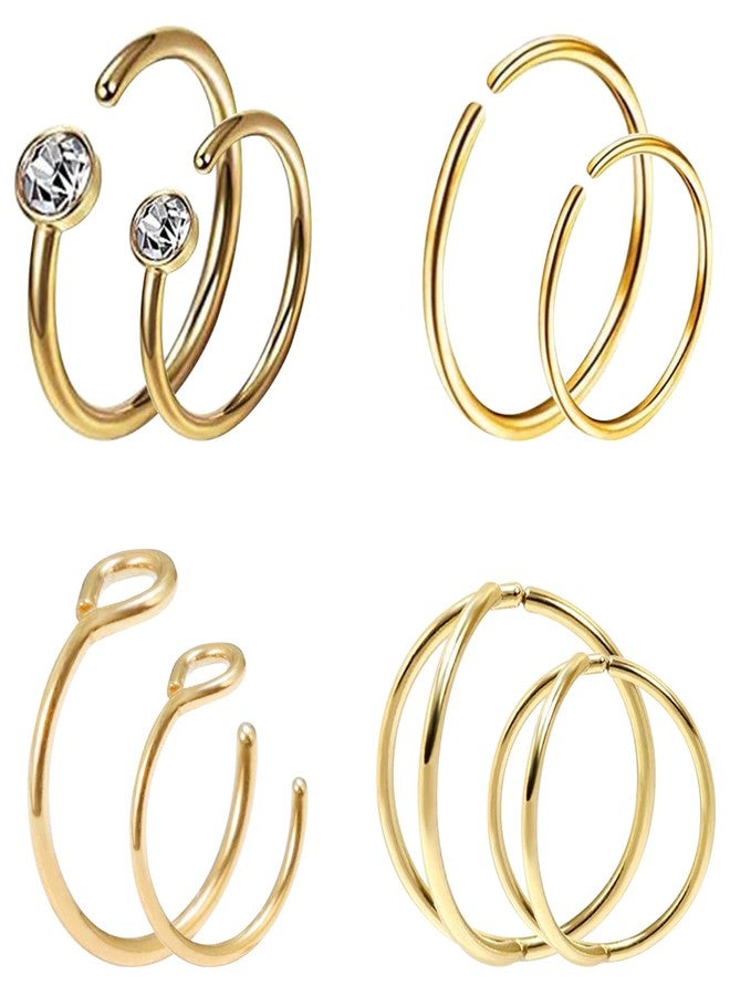 NICITY 8Pcs Gold Fake Nose Ring Set Non Piercing Nose Rings for Women Men Girl - Image 1